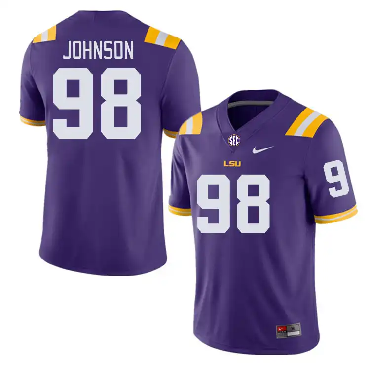 Men's LSU Tigers De'Myrion Johnson #98 Purple NCAA Football Jersey